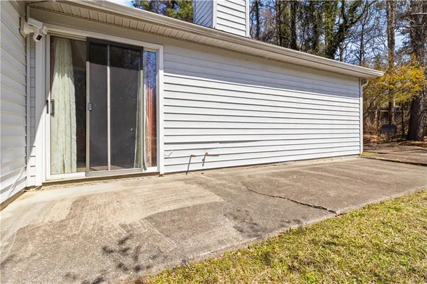 a view of a backyard of a house