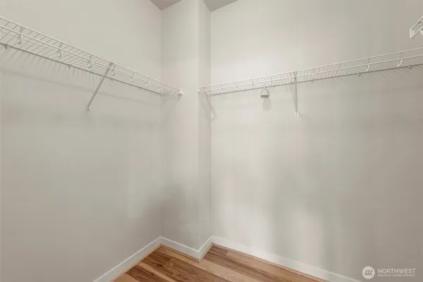 a view of a room with racks on the wall