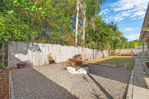 a view of backyard with tree