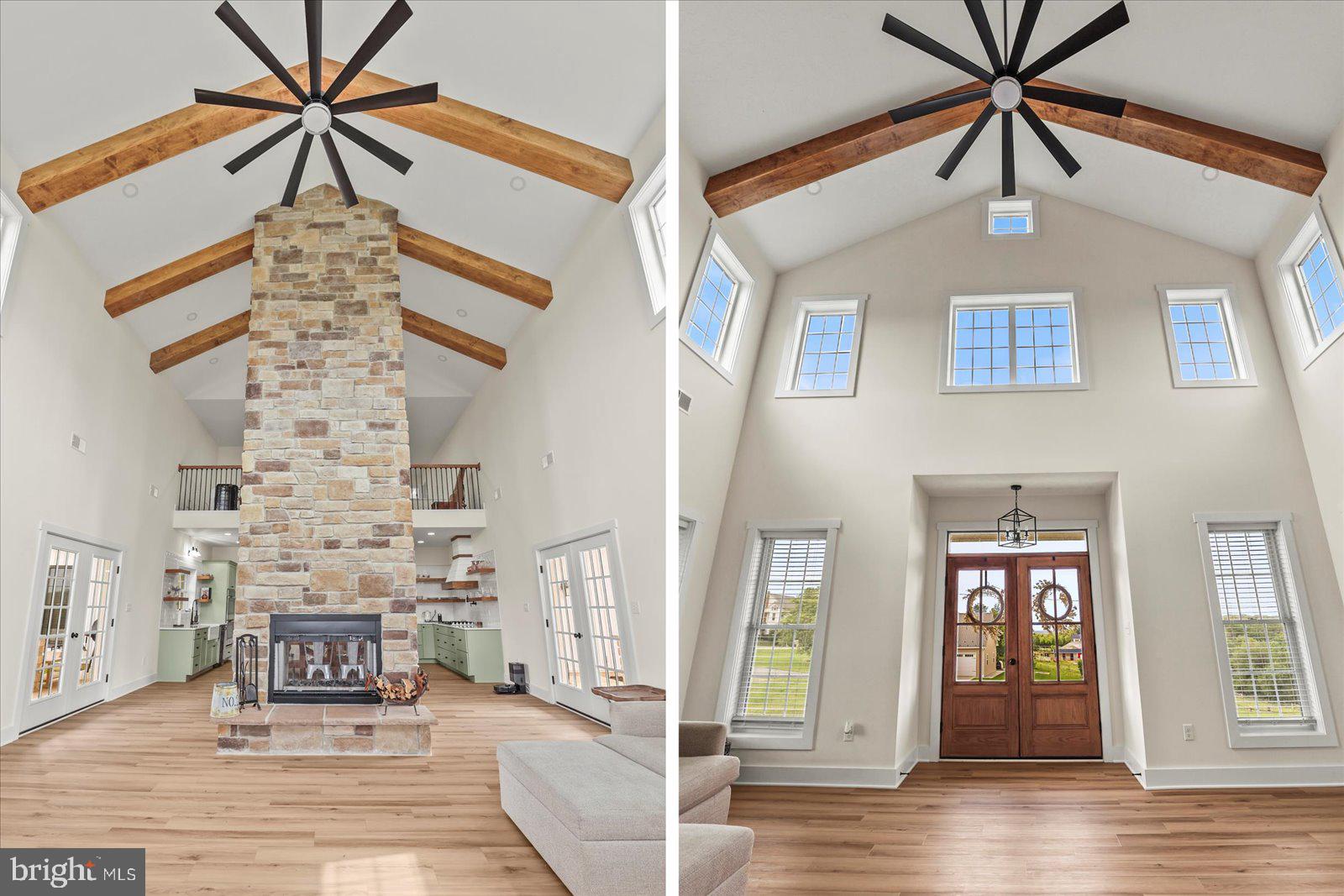 4340 Lee Road Glenville, PA 17329 - Photo 14 of 42 a picture of a livingroom with a dinning area hardwood floor a ceiling fan and windows