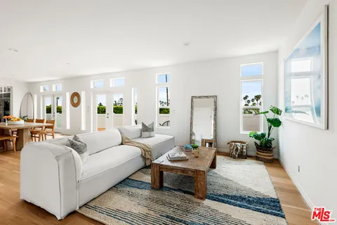 a living room with furniture or couch and a potted plant