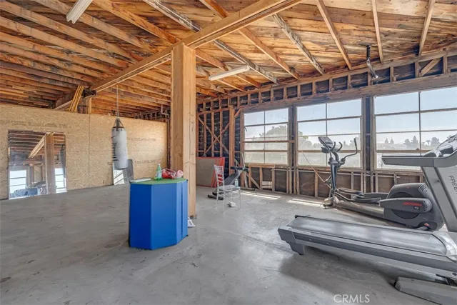 a outdoor seating area with furniture