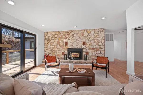 a view of couch on wooden floor