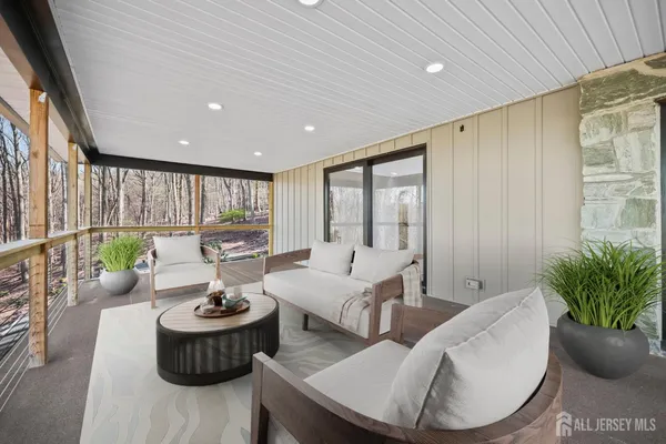 an aerial view of town with residential houses and city view