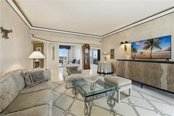 a living room with furniture