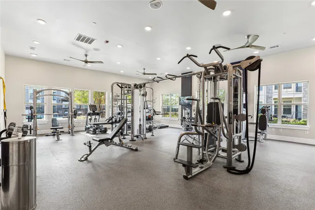 a view of a room with gym equipment