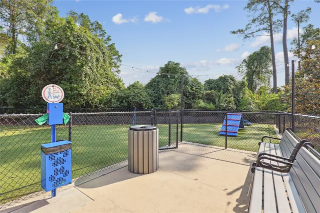 a view of a garden with a slide