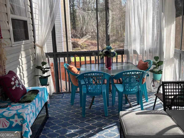 a outdoor living space with furniture