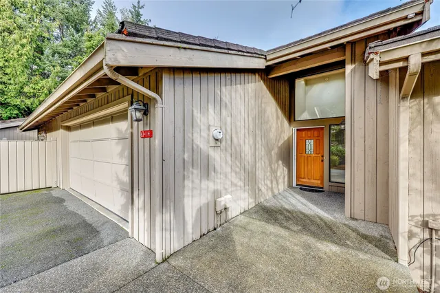 a view of wooden door