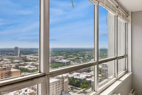 a view of a city from a window