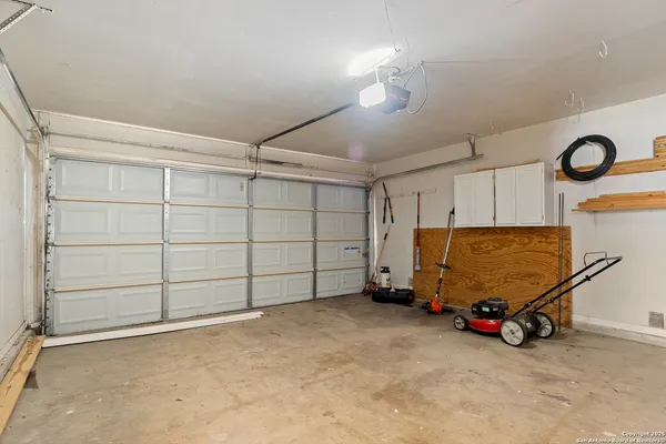 a view of a garage with furniture