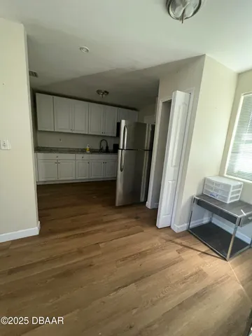 a view of a room with storage and racks