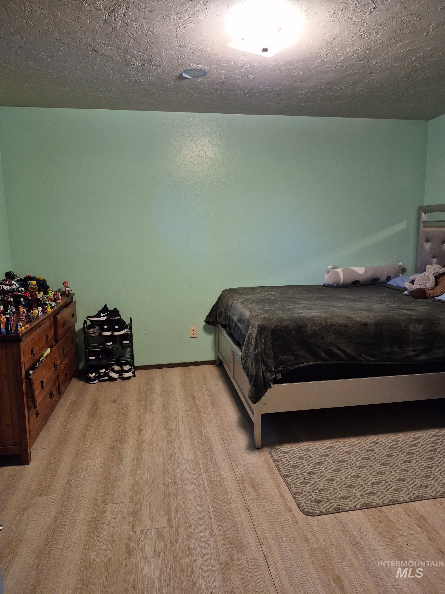 820 Meadows Drive Twin Falls, ID 83301 - Photo 6 of 18 Bedroom with light wood-type flooring and a textured ceiling