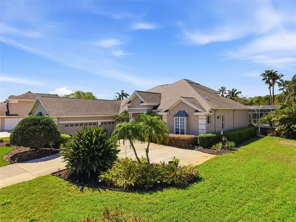 a living room with furniture a large window and a potted plant