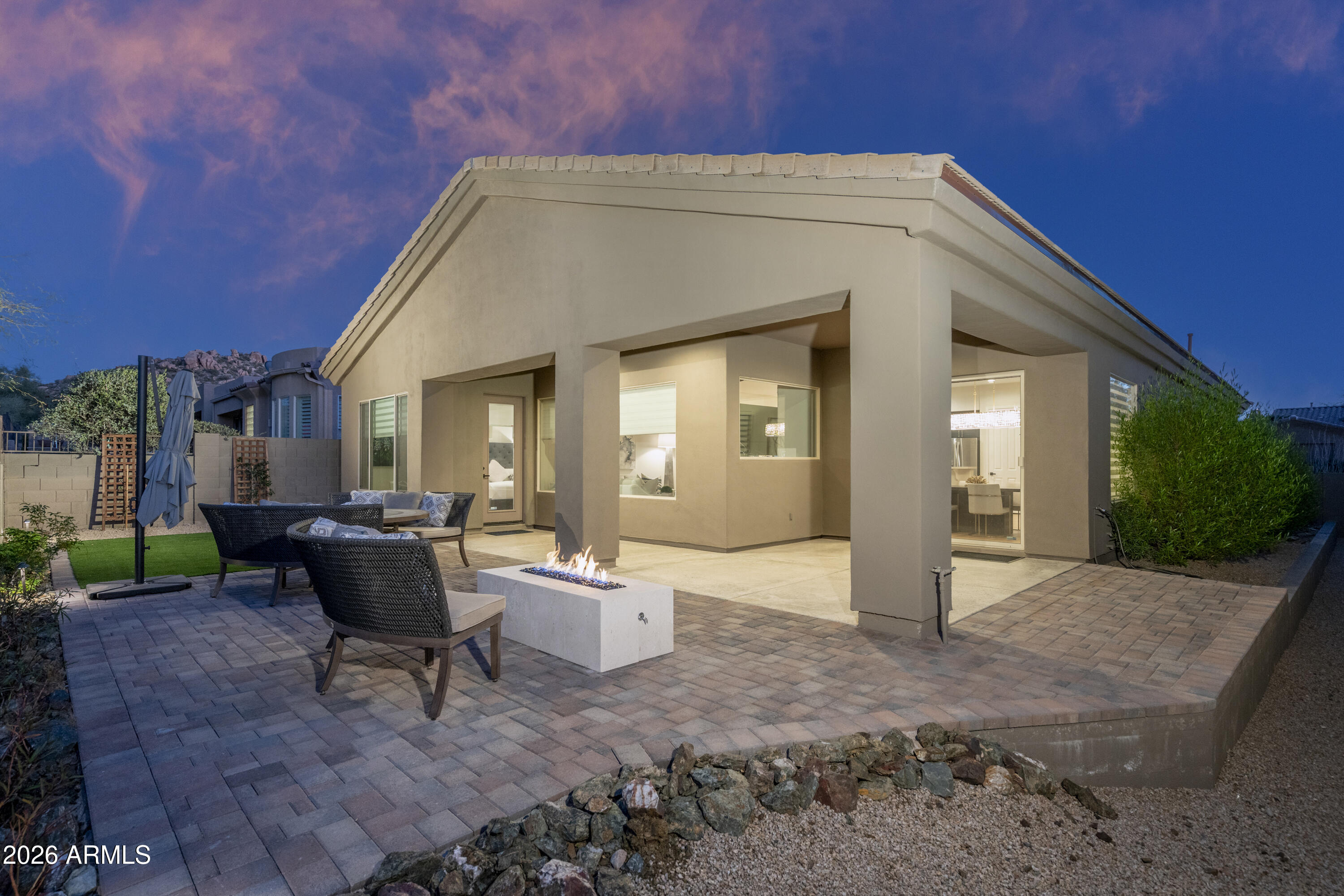 7278 East Eagle Feather Road Scottsdale, AZ 85266 - Photo 31 of 45 Covered Patio with Fire Feature