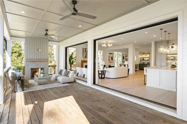 a view of livingroom with furniture and fireplace
