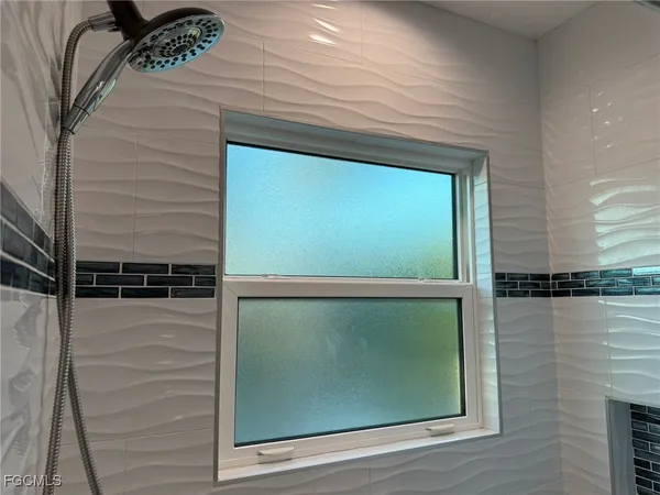a bathroom with a bathtub
