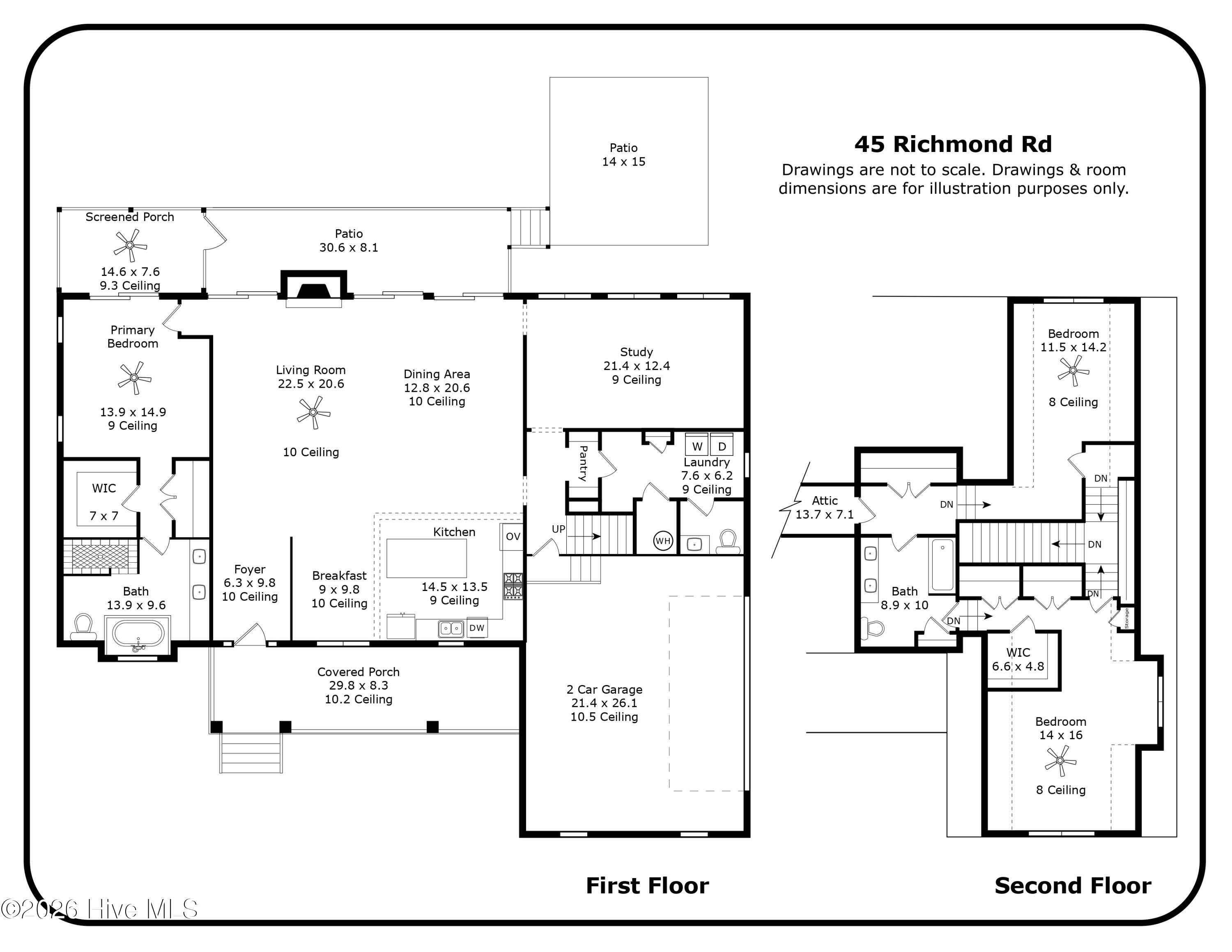 45 Richmond Road Jackson Springs, NC 27281 - Photo 2 of 93 Spacious and well-designed layout featuring a main-level primary suite, dedicated study, formal dining, and open-concept living room with 10’ ceilings. The kitchen offers ample counter space and a breakfast area. Upstairs includes two large bedrooms, a full bath, and generous walk-in storage. Enjoy outdoor living with a screened porch and dual patios. Oversized 2-car garage and laundry room add convenience to this thoughtfully planned home.
