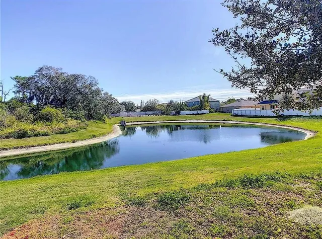 a view of a swimming pool with lounge chair