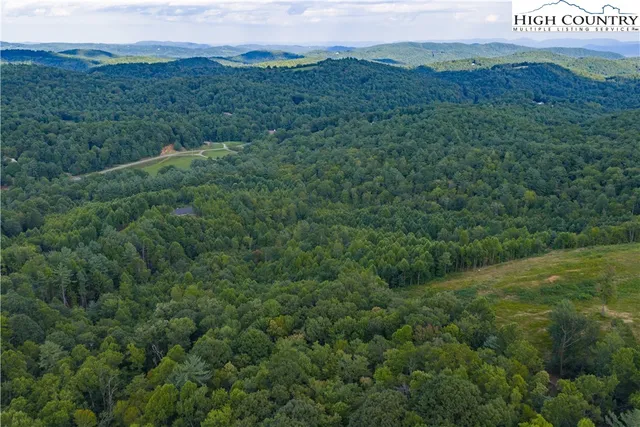an aerial view of a houses with a lush green hillside