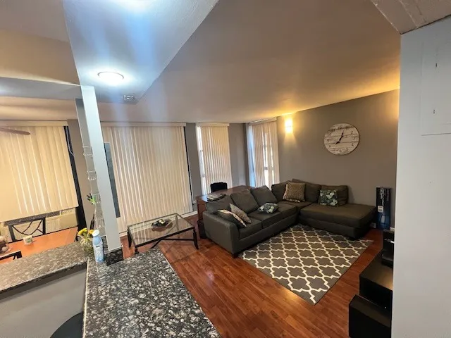 a living room with furniture