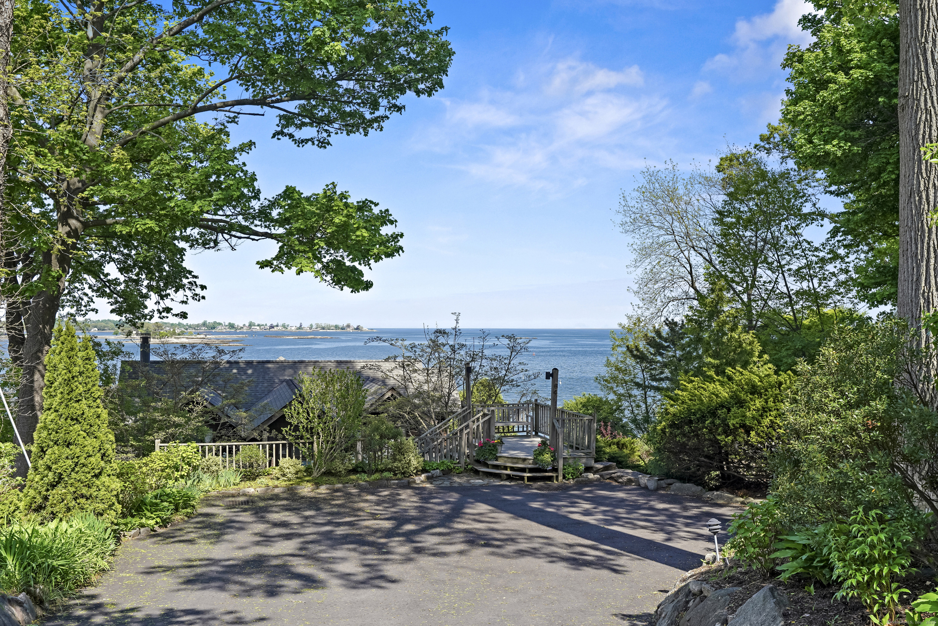 64 Ocean Drive East Stamford, CT 06902 - Photo 33 of 38 a view of a yard with plants and a large tree