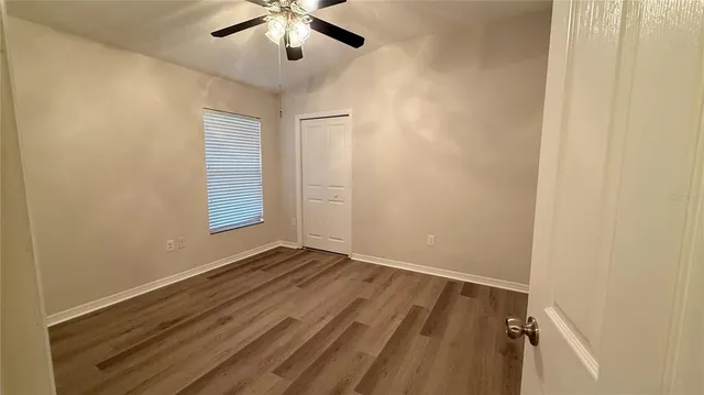 a view of small space with wooden floor