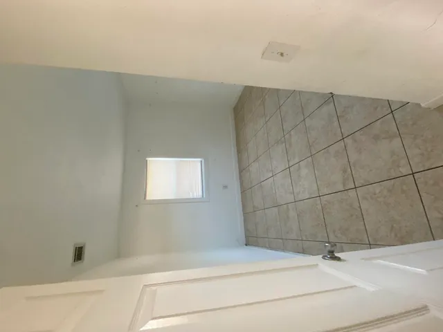 a bathroom with a bathtub
