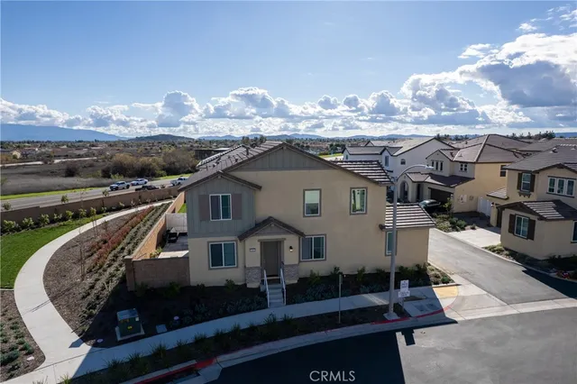 an aerial view of a house