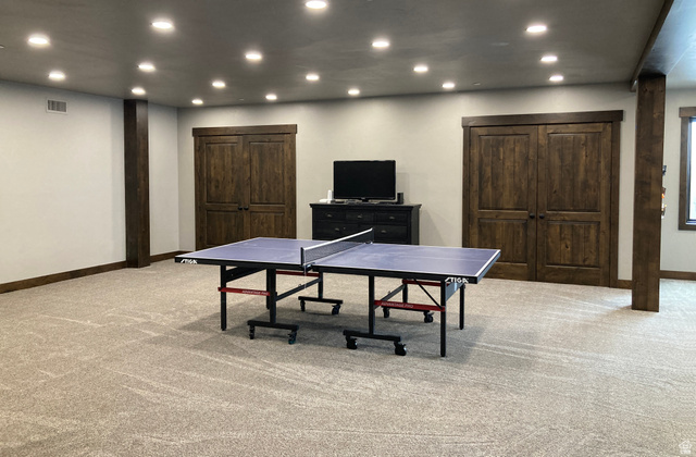 259 Meadow Drive Springville, UT 84663 - Photo 50 of 62 Recreation room with light colored carpet and recessed lighting
