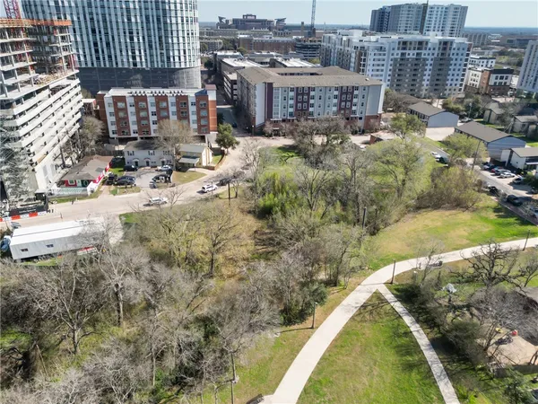 a aerial view of a house with a garden