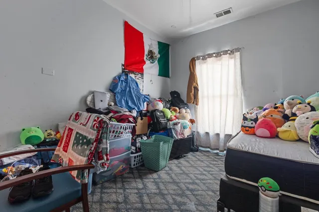 a bedroom with furniture and a window