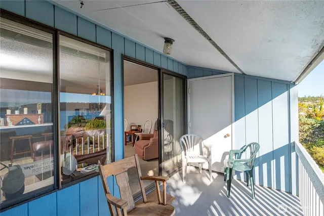 a view of a yard with plants and a bench
