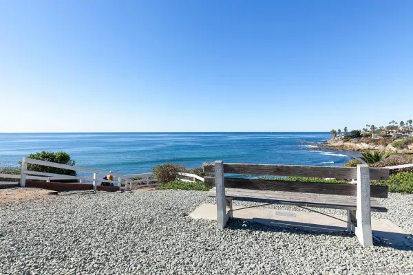 a view of a bench in the patio