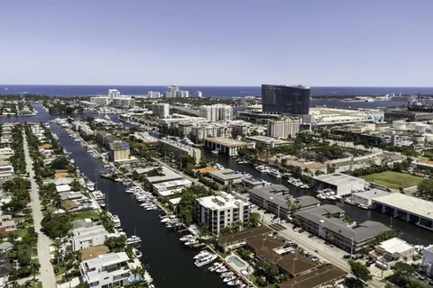 an aerial view of a city
