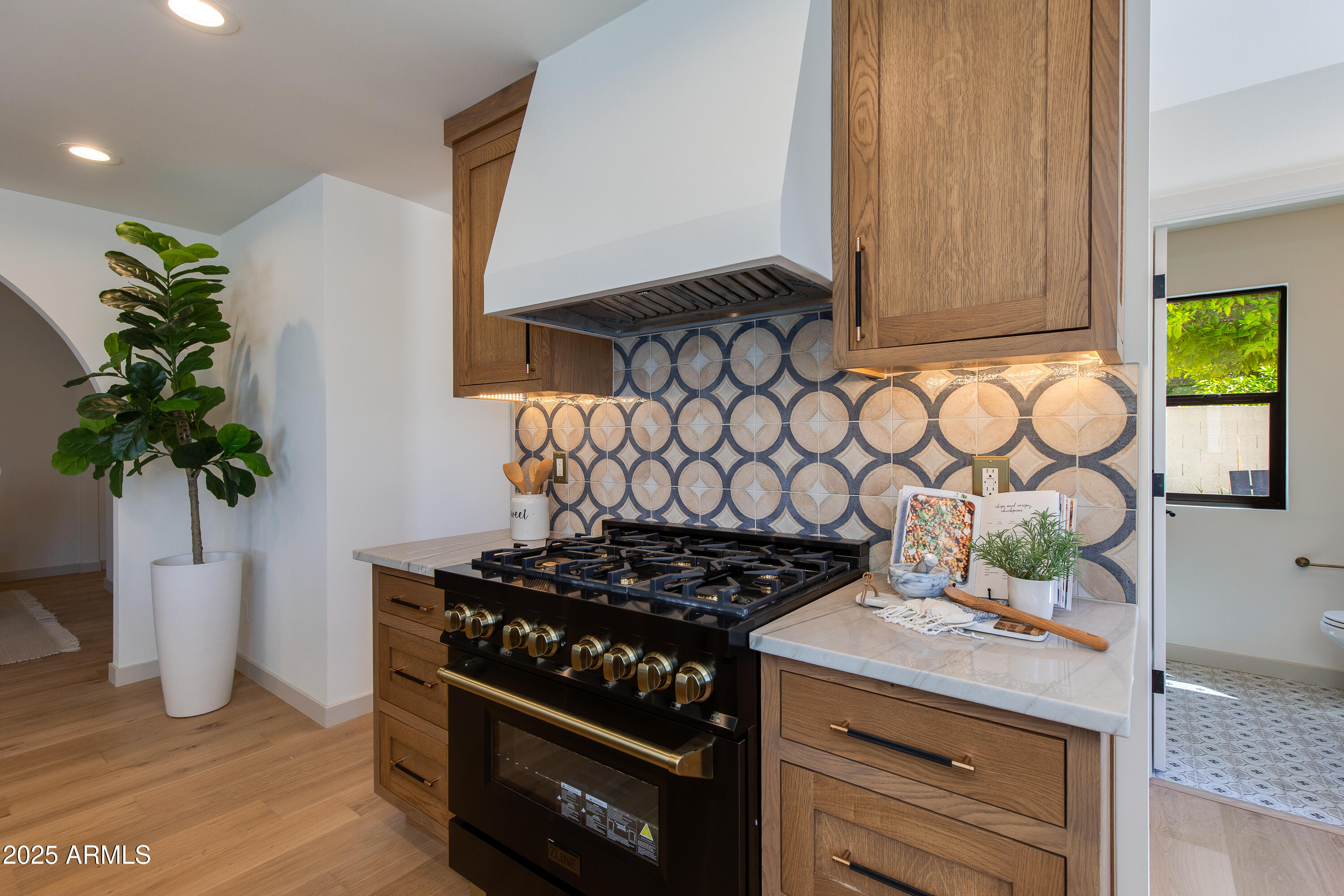 7328 East Laredo Lane Scottsdale, AZ 85250 - Photo 8 of 27 a kitchen with a stove and a potted plant
