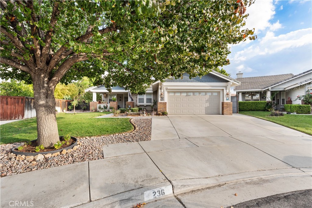 236 Jam Street Hemet, CA 92544 - Photo 3 of 36 a front view of a house with a garden and trees