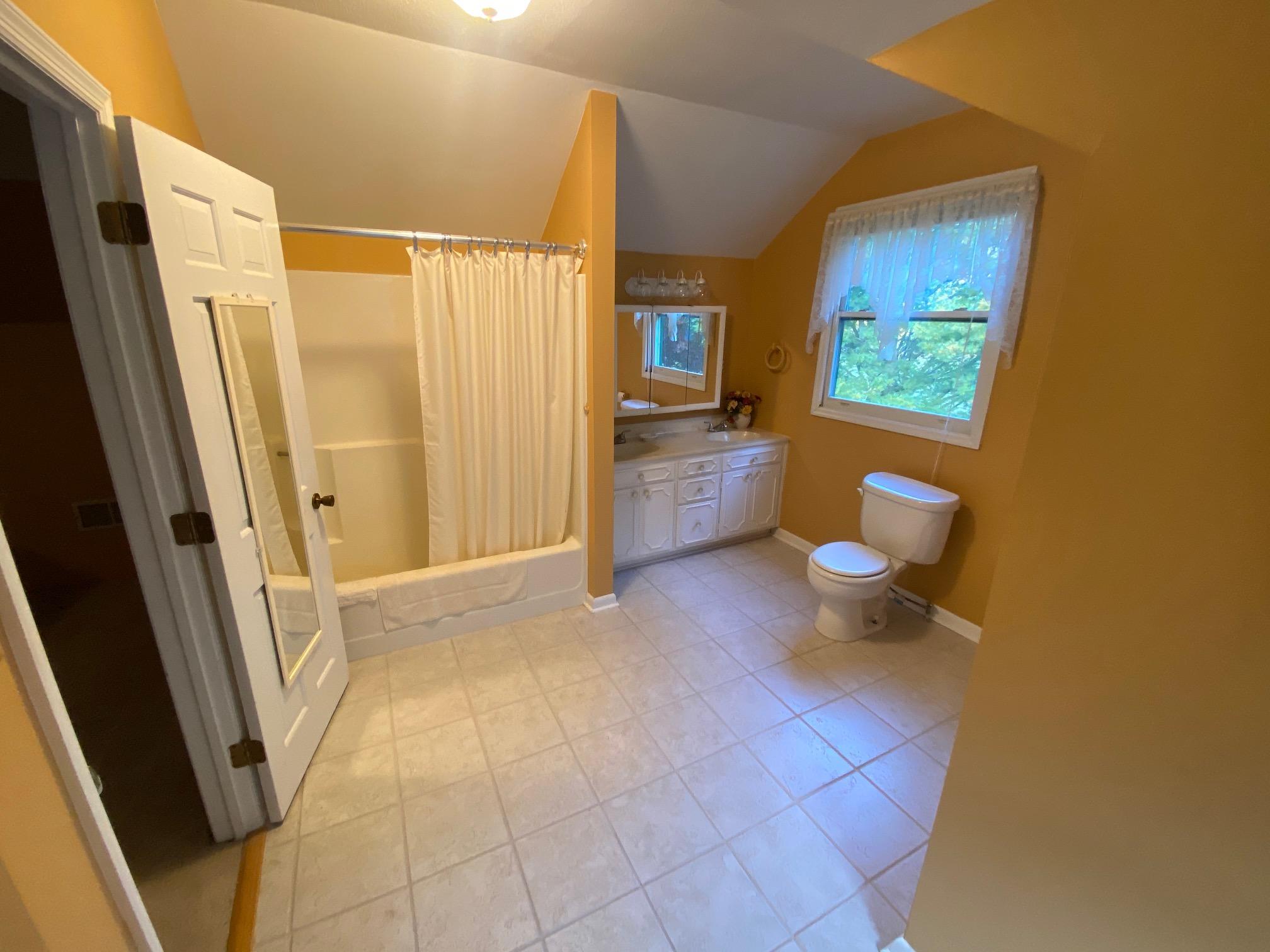 4655 Dillons Mill Road Callaway, VA 24067 - Photo 13 of 15 a bathroom with a granite countertop sink a mirror and a shower