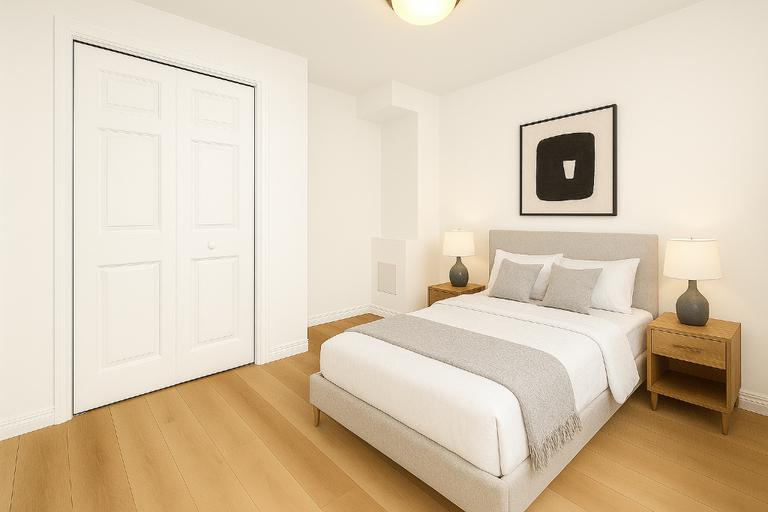 507 East 80th Street, Unit PH8R Manhattan, NY 10075 - Photo 19 of 22 a bedroom with a bed and a potted plant