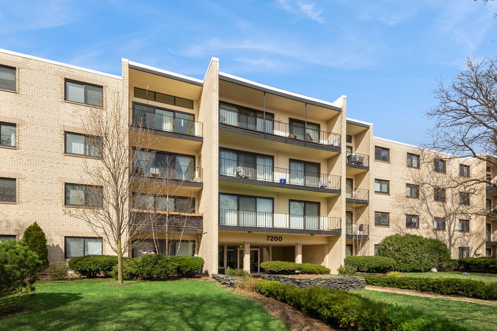 a front view of a building