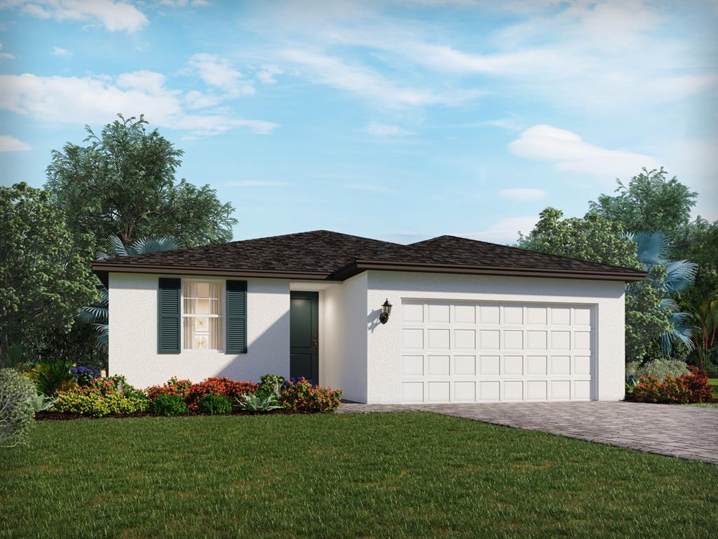 front view of a house with a yard