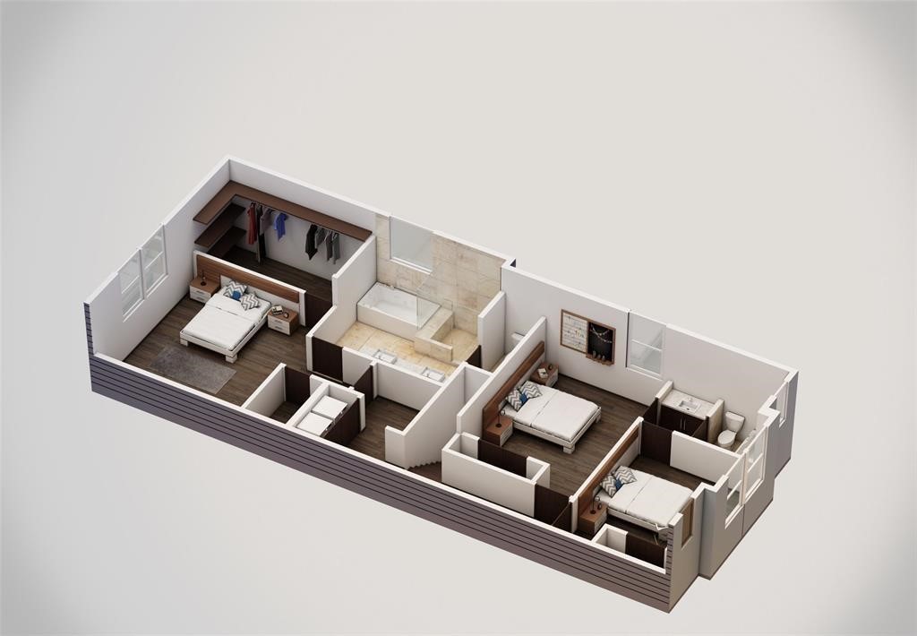 806 Thornton Road, Unit B Houston, TX 77018 - Photo 5 of 28 view of living room with bed and flat screen tv