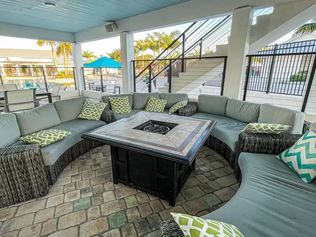 a view of balcony with wooden floor and city view