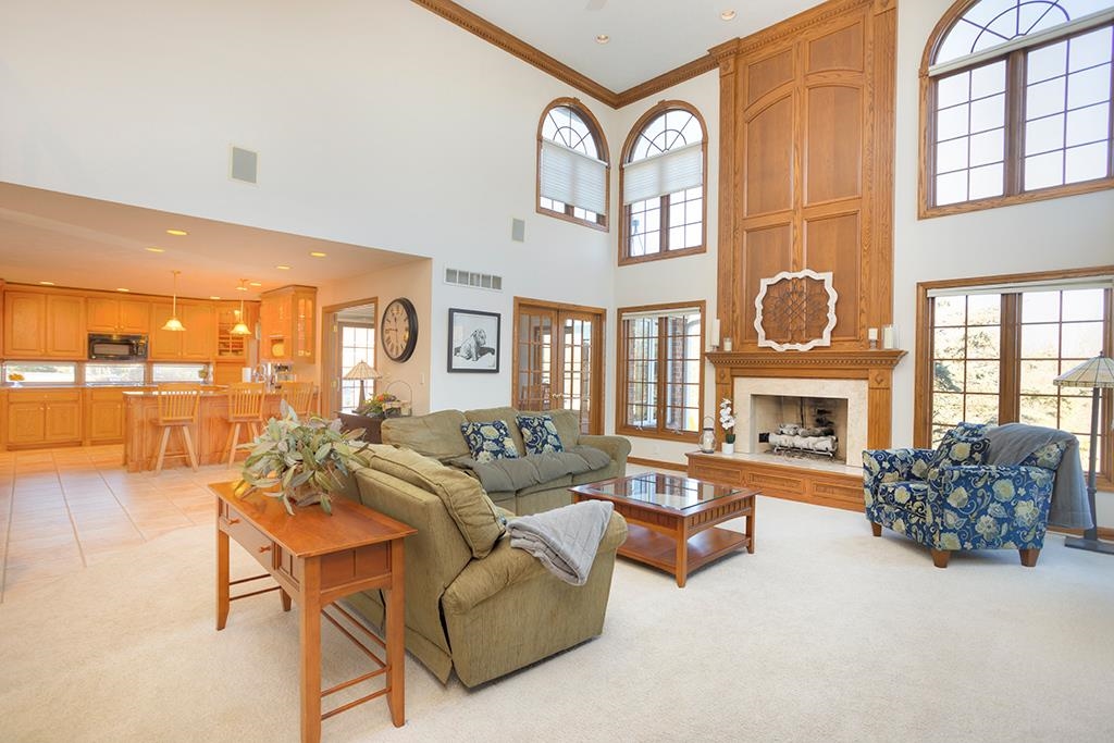 966 Spring Ridge Court Belvidere, IL 61008 - Photo 6 of 44 a living room with furniture a fireplace and a chandelier