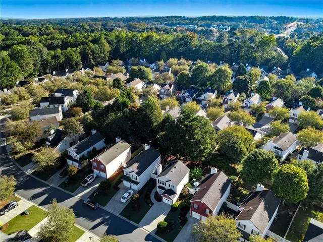 an aerial view of a house