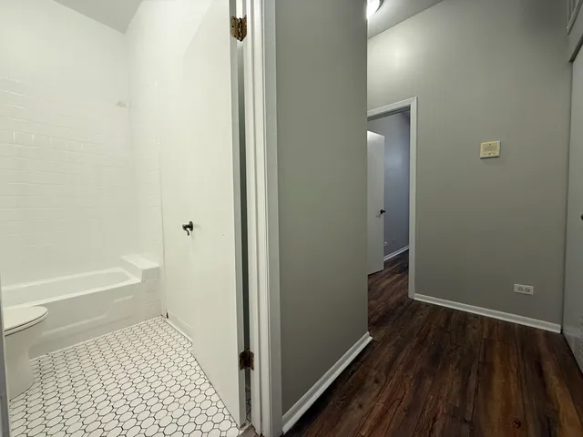 a bathroom with a bathtub