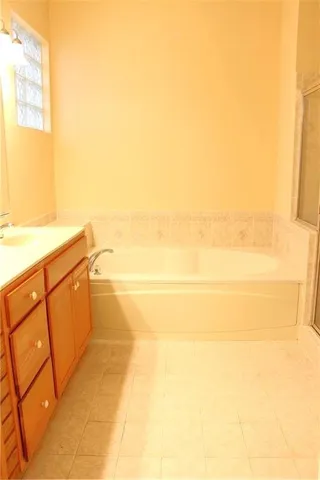 a bathroom with a sink and a bathtub