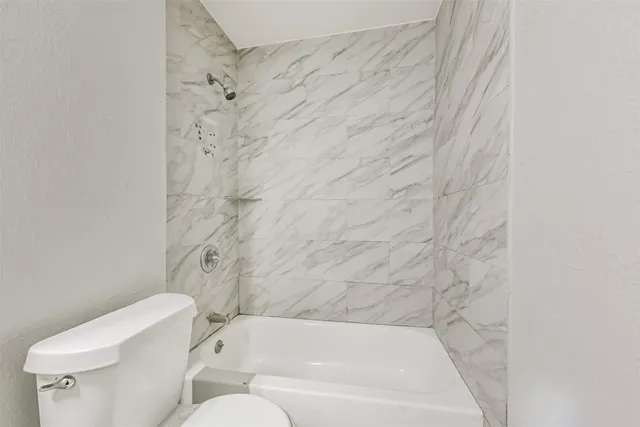 a bathroom with a toilet and a bathtub