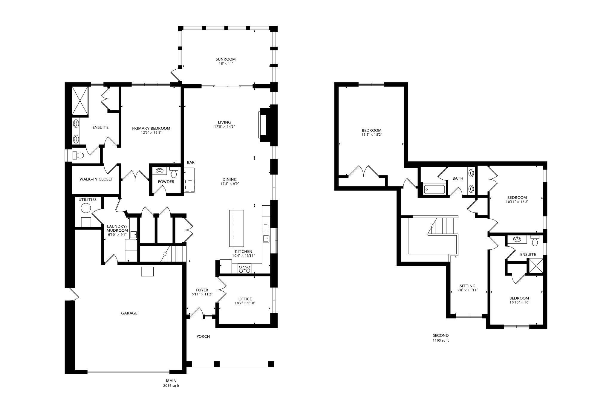 2730 Harbor Court Delavan, WI 53115 - Photo 47 of 47 Full floor plan showing 3,141 sq ft across main and second levels, with main-level primary suite, private office, sunroom, loft, sitting room, and en-suite guest bedroom.