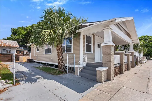 a view of a house with a patio